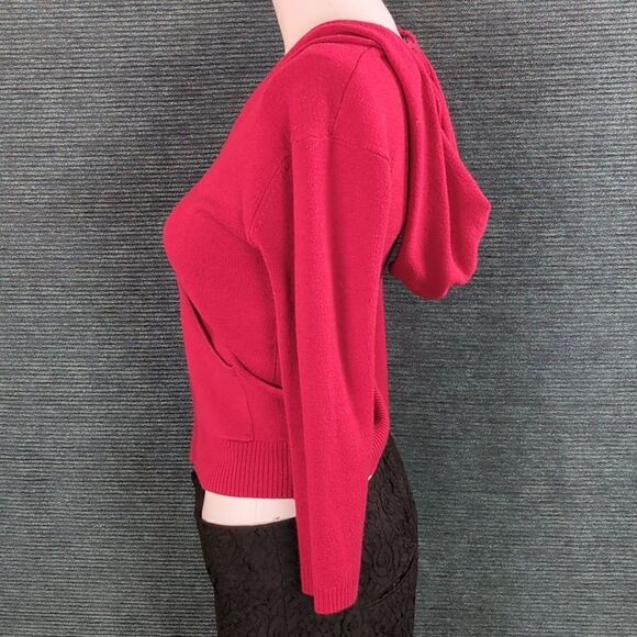 Vintage Rampage Cropped Red Hoodie Sweater, 3/4 Length Sleeves - Picture 6 of 10
